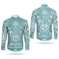 Aotearoa Iwi Ngati Paoa Couples Matching Off Shoulder Maxi Dress and Long Sleeve Button Shirt Maori Wharenui House Tribal Pattern LT9 - Polynesian Pride