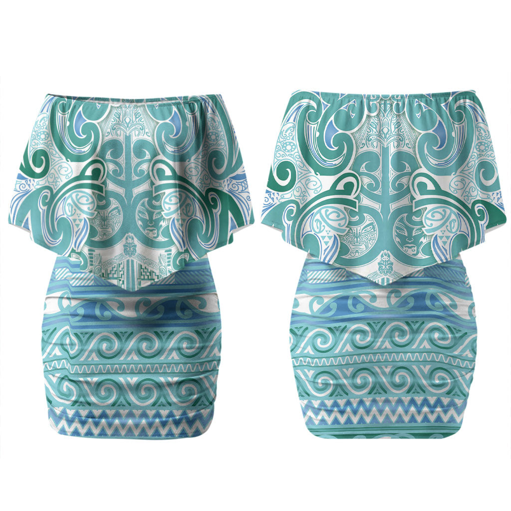 Aotearoa Iwi Ngati Paoa Couples Matching Off Shoulder Short Dress and Long Sleeve Button Shirt Maori Wharenui House Tribal Pattern LT9 - Polynesian Pride