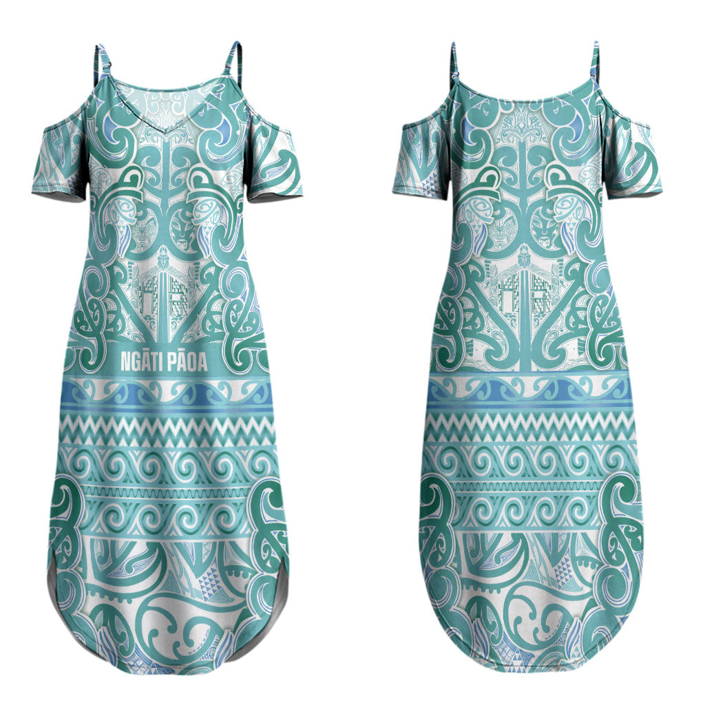 Aotearoa Iwi Ngati Paoa Couples Matching Summer Maxi Dress and Long Sleeve Button Shirt Maori Wharenui House Tribal Pattern LT9 - Polynesian Pride