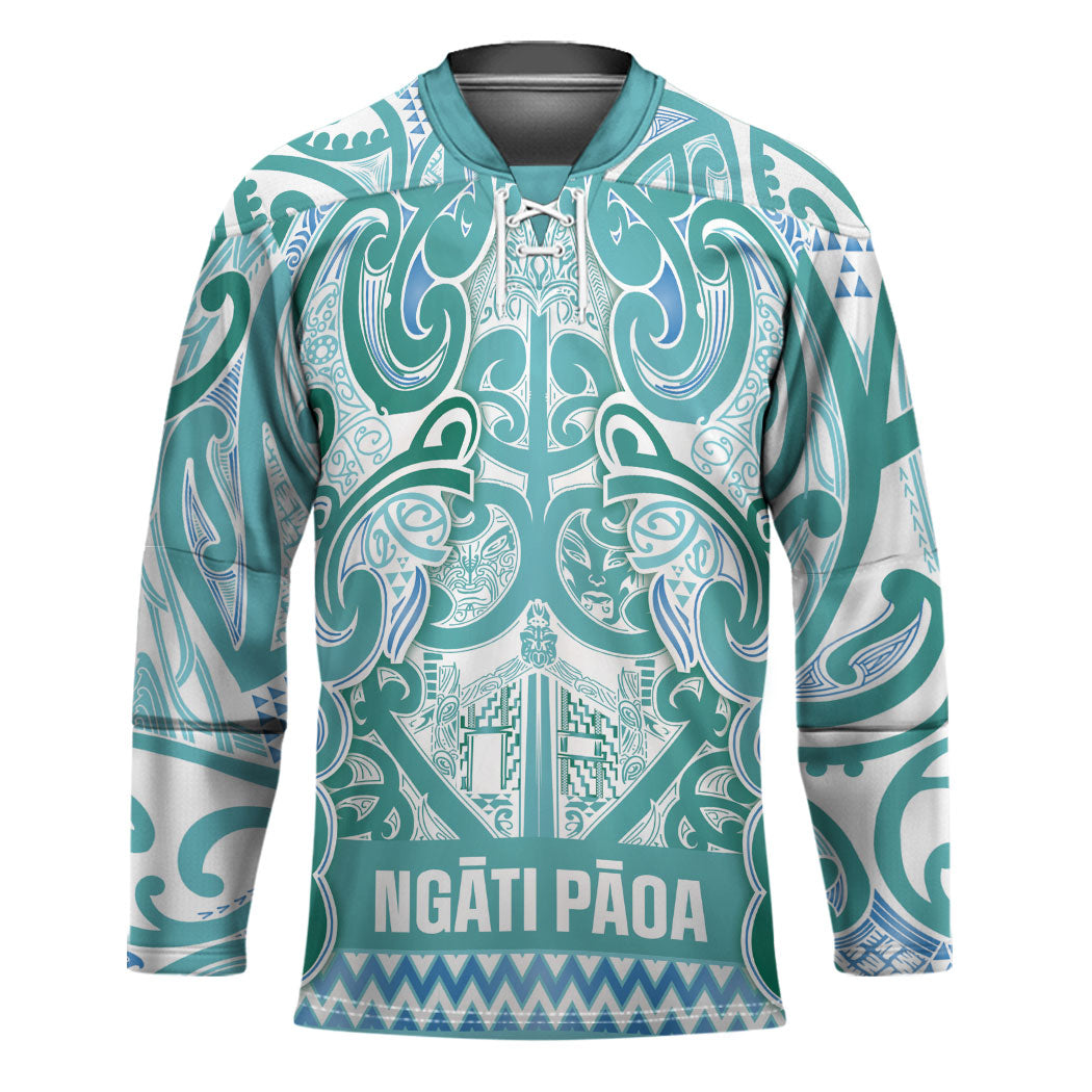 Aotearoa Iwi Ngati Paoa Hockey Jersey Maori Wharenui House Tribal Pattern LT9 Unisex Turquoise - Polynesian Pride