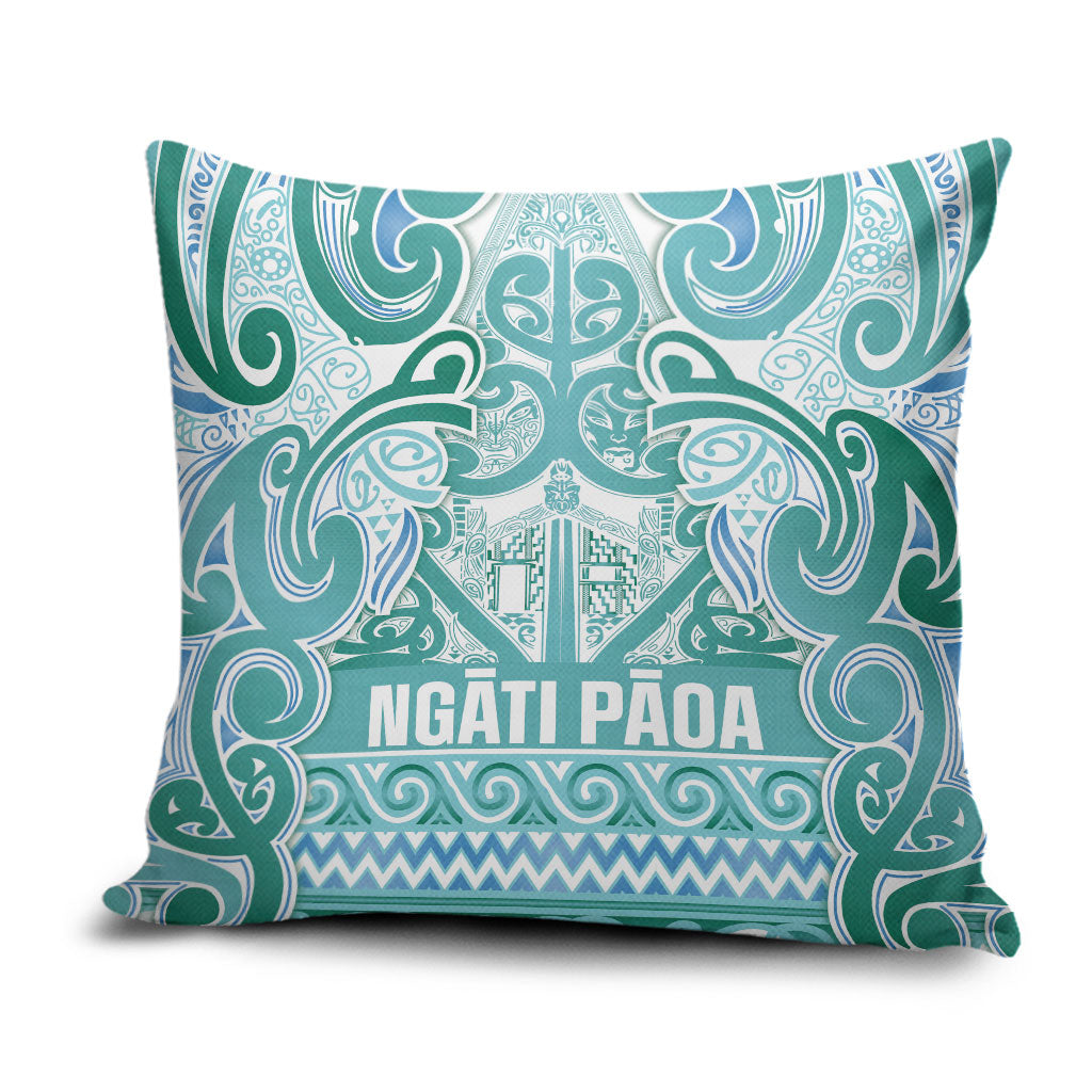 Aotearoa Iwi Ngati Paoa Pillow Cover Maori Wharenui House Tribal Pattern LT9 Turquoise - Polynesian Pride