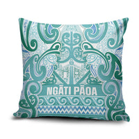 Aotearoa Iwi Ngati Paoa Pillow Cover Maori Wharenui House Tribal Pattern LT9 Turquoise - Polynesian Pride