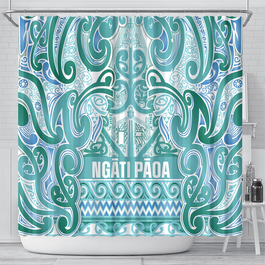 Aotearoa Iwi Ngati Paoa Shower Curtain Maori Wharenui House Tribal Pattern LT9 - Polynesian Pride