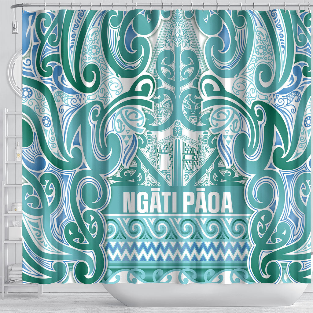 Aotearoa Iwi Ngati Paoa Shower Curtain Maori Wharenui House Tribal Pattern LT9 - Polynesian Pride
