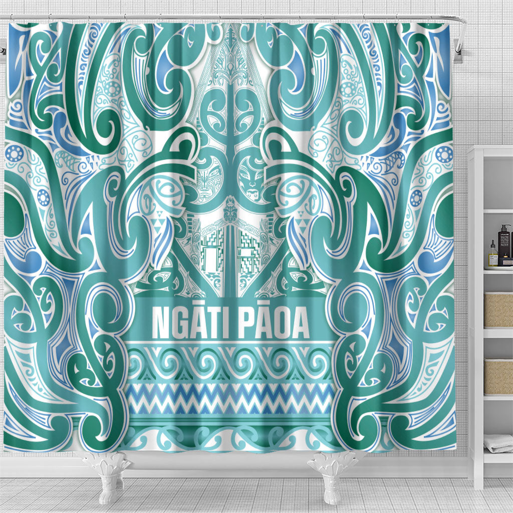 Aotearoa Iwi Ngati Paoa Shower Curtain Maori Wharenui House Tribal Pattern LT9 - Polynesian Pride