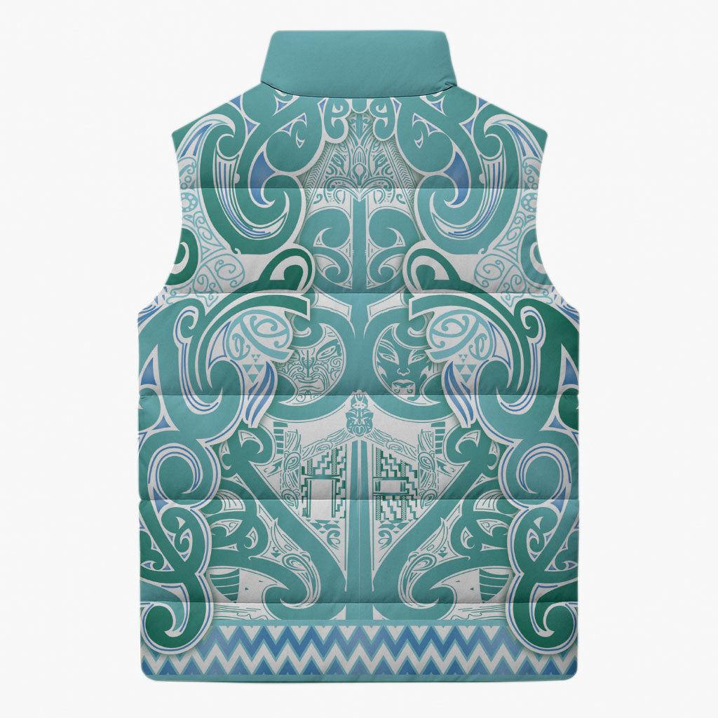Aotearoa Iwi Ngati Paoa Sleeveless Puffer Jacket Maori Wharenui House Tribal Pattern LT9 - Polynesian Pride