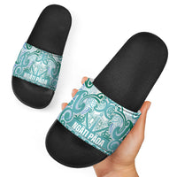 Aotearoa Iwi Ngati Paoa Slide Sandals Maori Wharenui House Tribal Pattern LT9 - Polynesian Pride