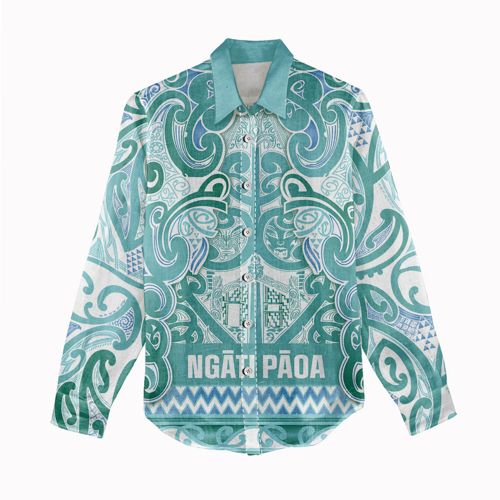 Aotearoa Iwi Ngati Paoa Women Casual Shirt Maori Wharenui House Tribal Pattern LT9 - Polynesian Pride