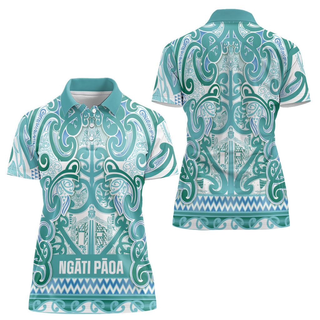Aotearoa Iwi Ngati Paoa Women Polo Shirt Maori Wharenui House Tribal Pattern LT9 - Polynesian Pride