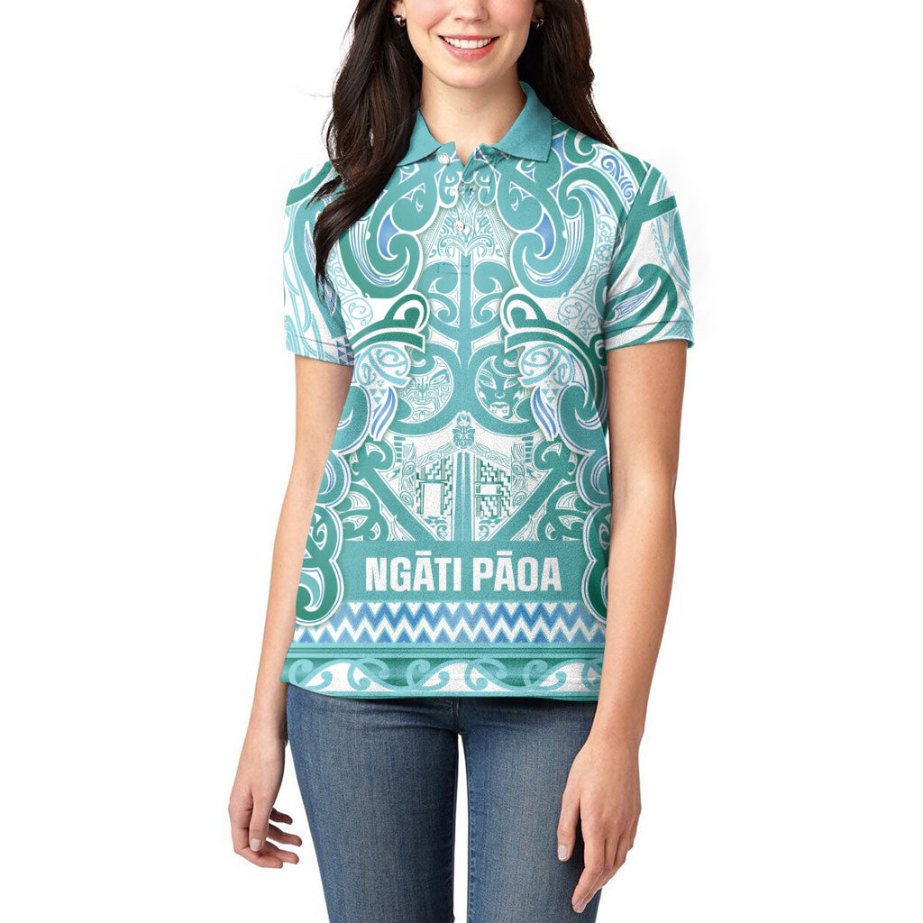 Aotearoa Iwi Ngati Paoa Women Polo Shirt Maori Wharenui House Tribal Pattern LT9 - Polynesian Pride