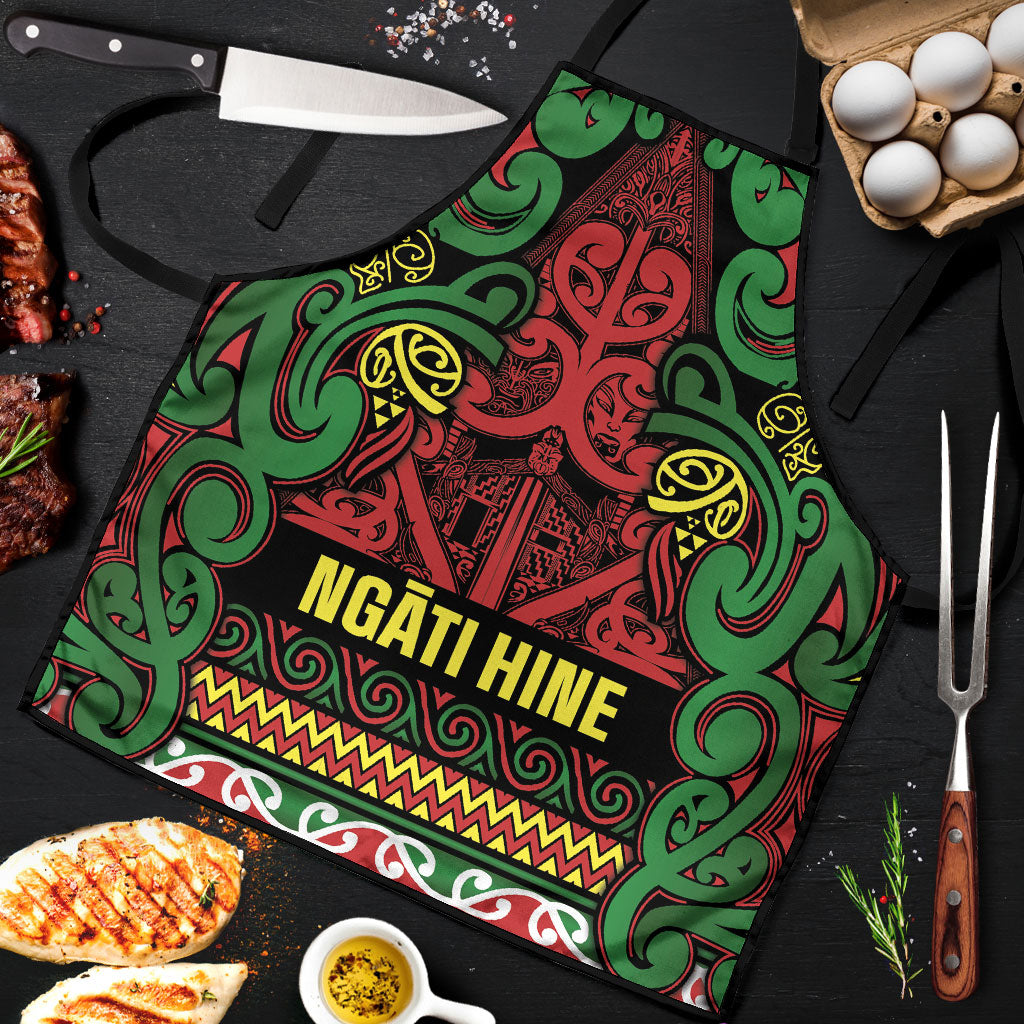 Aotearoa Iwi Ngati Hine Apron Maori Wharenui House Tribal Pattern LT9 Deep Green - Polynesian Pride