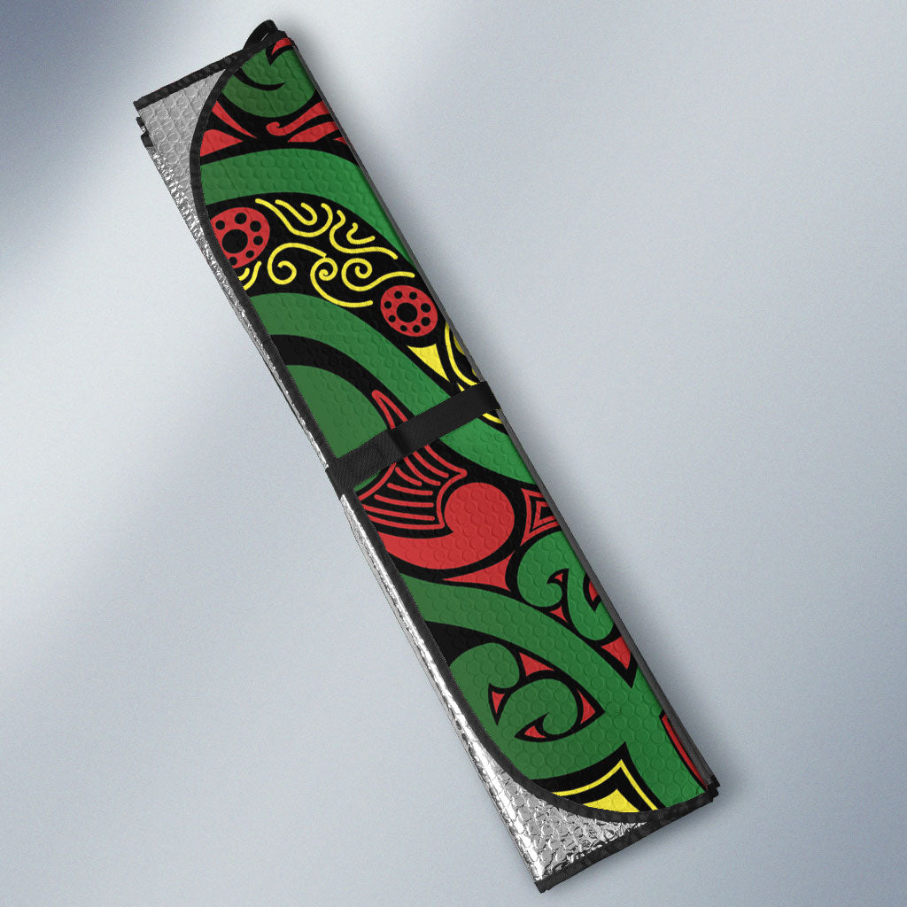 Aotearoa Iwi Ngati Hine Auto Sun Shade Maori Wharenui House Tribal Pattern LT9 - Polynesian Pride