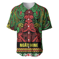 Aotearoa Iwi Ngati Hine Baseball Jersey Maori Wharenui House Tribal Pattern LT9 Deep Green - Polynesian Pride