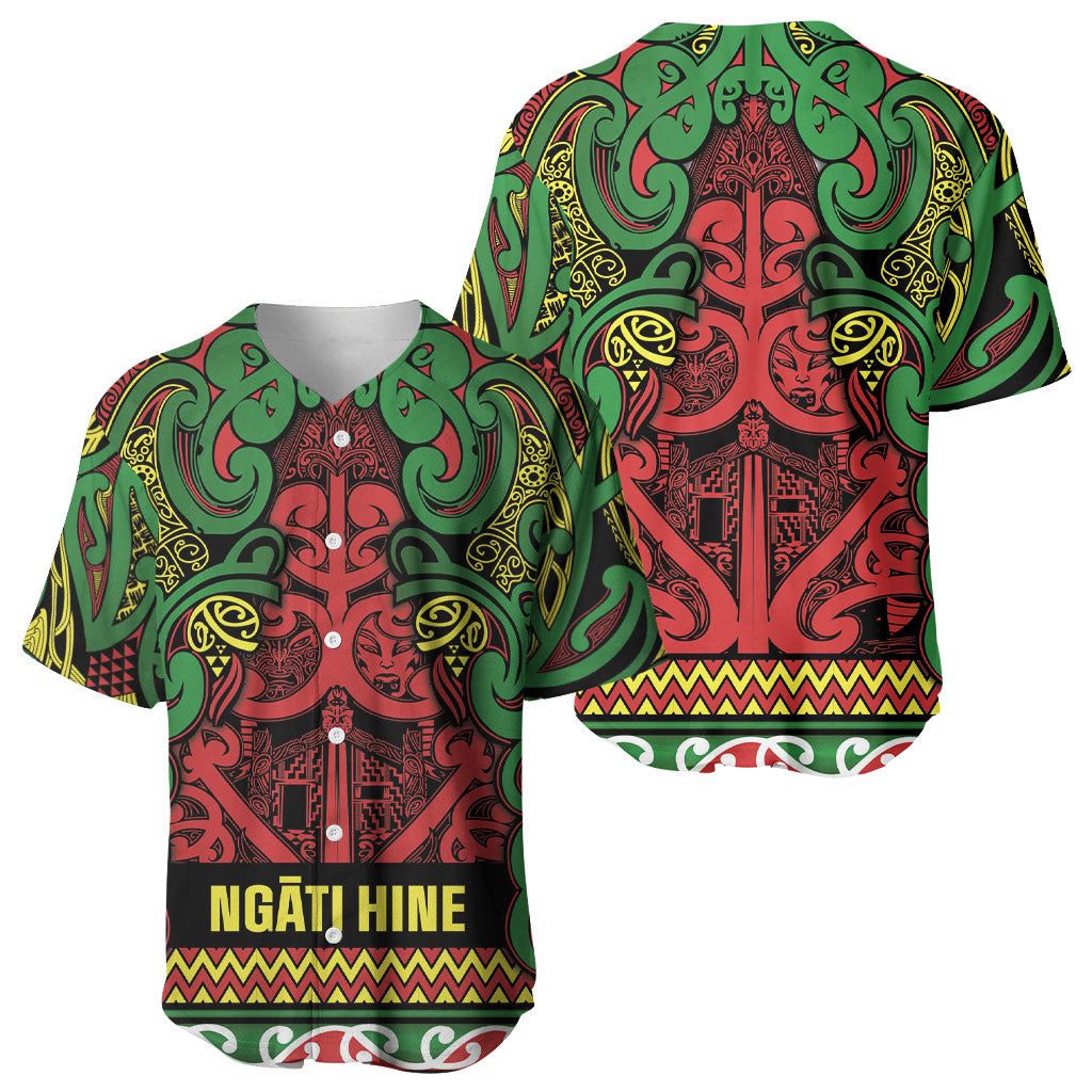 Aotearoa Iwi Ngati Hine Baseball Jersey Maori Wharenui House Tribal Pattern LT9 - Polynesian Pride