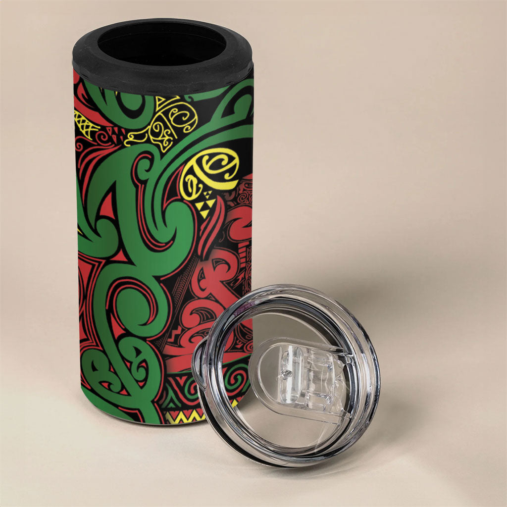 Aotearoa Iwi Ngati Hine 4 in 1 Can Cooler Tumbler Maori Wharenui House Tribal Pattern LT9 - Polynesian Pride
