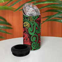Aotearoa Iwi Ngati Hine 4 in 1 Can Cooler Tumbler Maori Wharenui House Tribal Pattern LT9 - Polynesian Pride