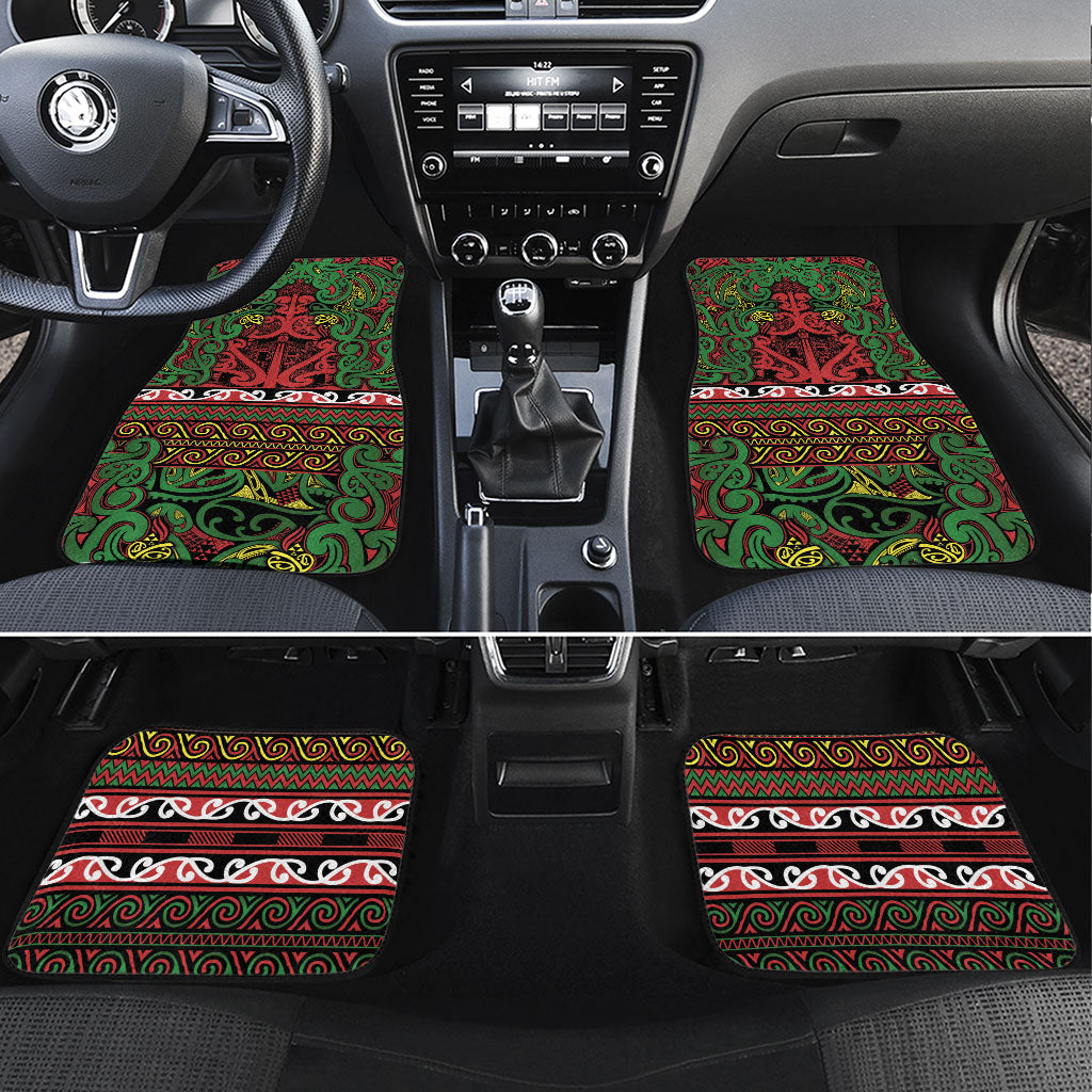 Aotearoa Iwi Ngati Hine Car Mats Maori Wharenui House Tribal Pattern LT9 Set 4pcs Deep Green - Polynesian Pride