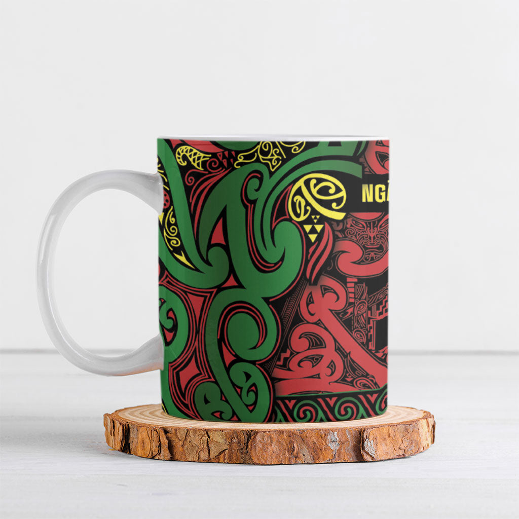 Aotearoa Iwi Ngati Hine Ceramic Mug Maori Wharenui House Tribal Pattern LT9 Deep Green - Polynesian Pride