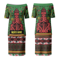 Aotearoa Iwi Ngati Hine Couples Matching Puletasi and Hawaiian Shirt Maori Wharenui House Tribal Pattern LT9 - Polynesian Pride