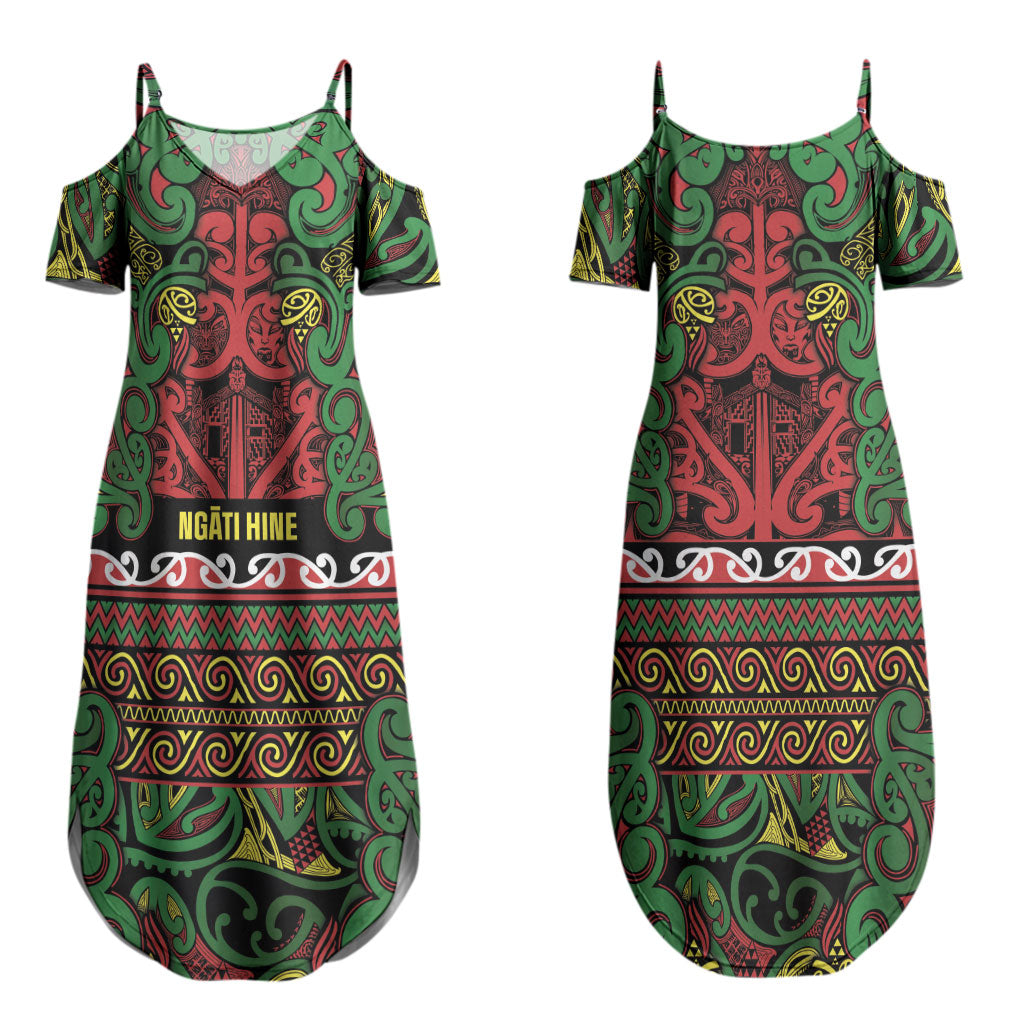 Aotearoa Iwi Ngati Hine Couples Matching Summer Maxi Dress and Long Sleeve Button Shirt Maori Wharenui House Tribal Pattern LT9 - Polynesian Pride