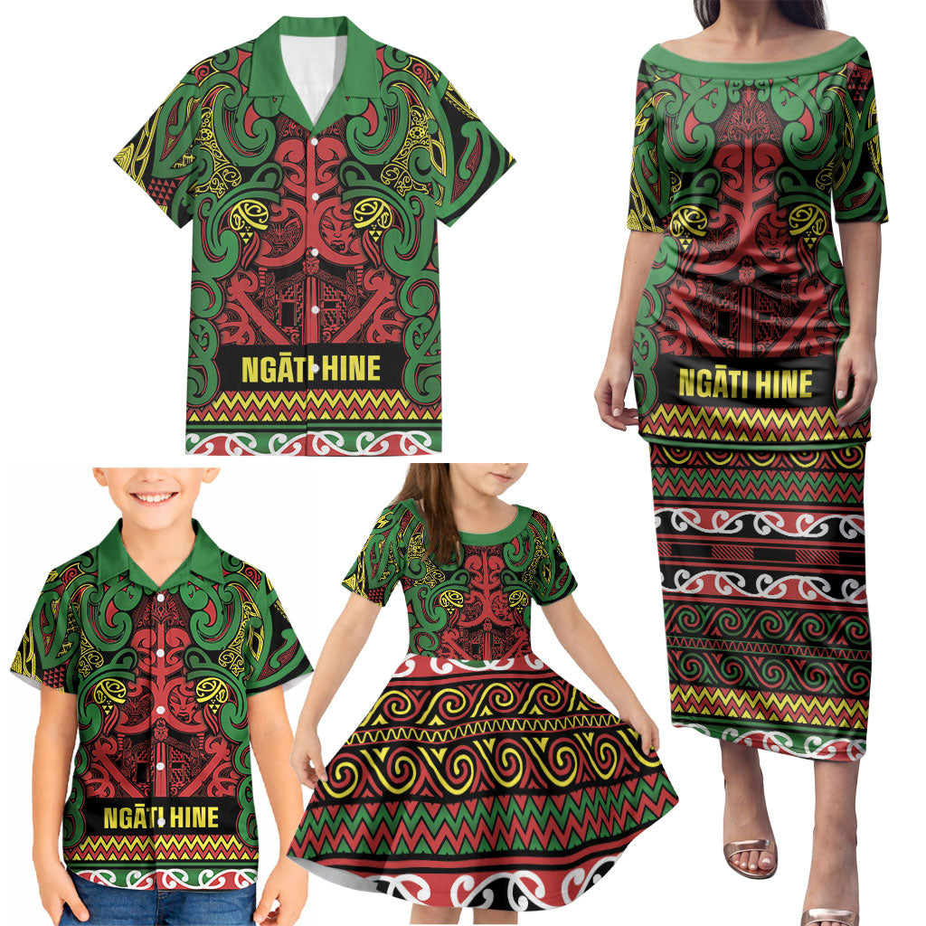 Aotearoa Iwi Ngati Hine Family Matching Puletasi and Hawaiian Shirt Maori Wharenui House Tribal Pattern LT9 - Polynesian Pride