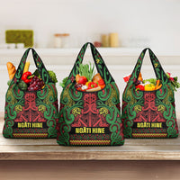 Aotearoa Iwi Ngati Hine Grocery Bag Maori Wharenui House Tribal Pattern LT9 3-pack One Size Deep Green - Polynesian Pride