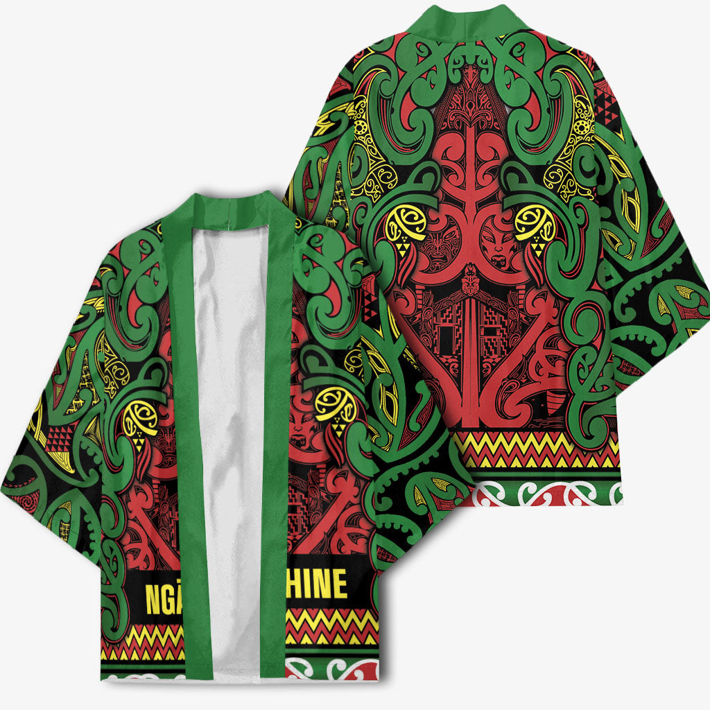 Aotearoa Iwi Ngati Hine Kimono Maori Wharenui House Tribal Pattern LT9 - Polynesian Pride