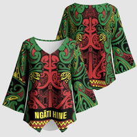 Aotearoa Iwi Ngati Hine Kimono Sleeve Blouse Maori Wharenui House Tribal Pattern LT9 - Polynesian Pride
