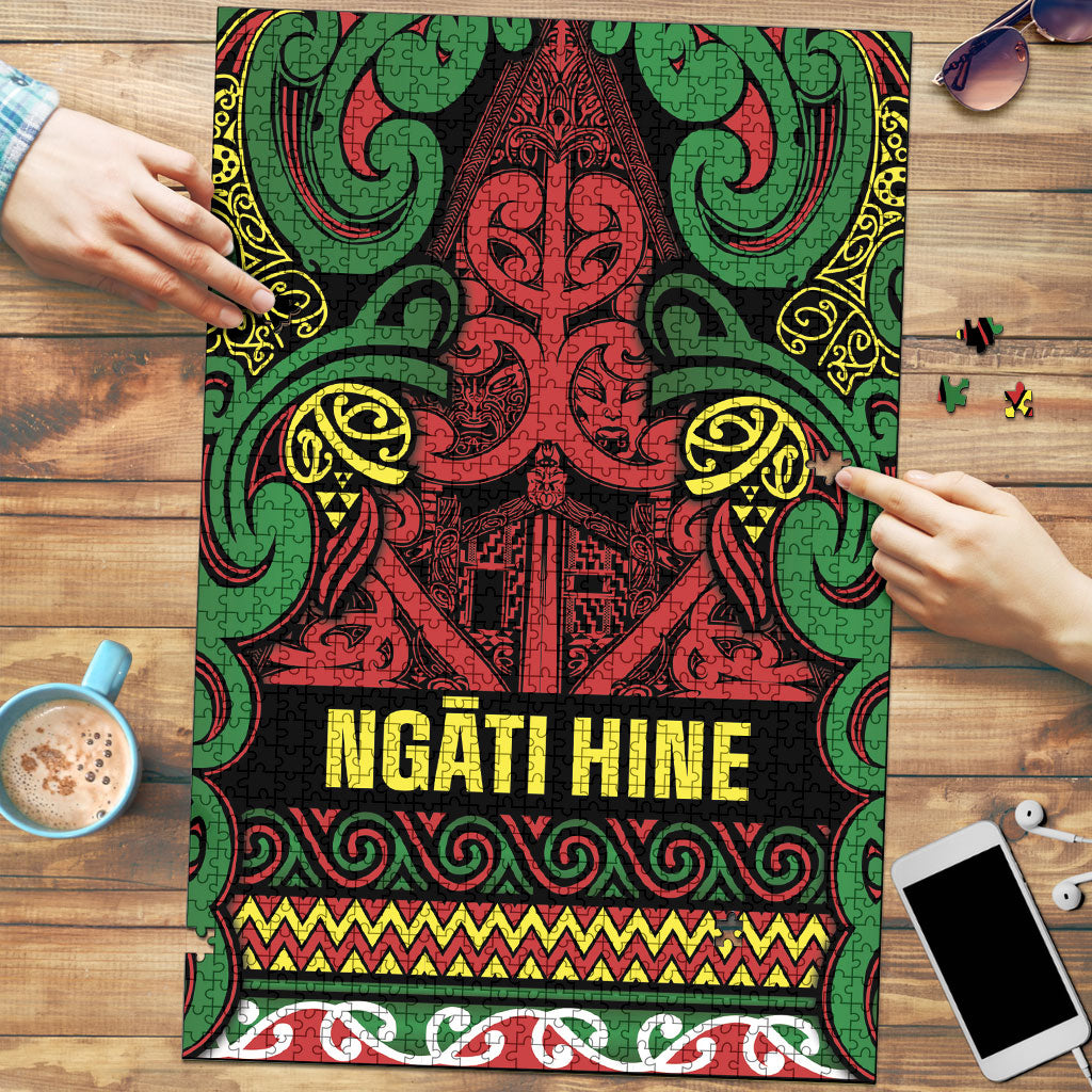 Aotearoa Iwi Ngati Hine Puzzle Maori Wharenui House Tribal Pattern LT9 Deep Green - Polynesian Pride