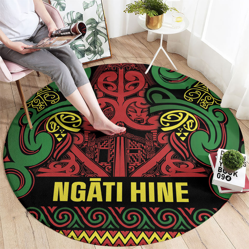 Aotearoa Iwi Ngati Hine Round Carpet Maori Wharenui House Tribal Pattern LT9 - Polynesian Pride