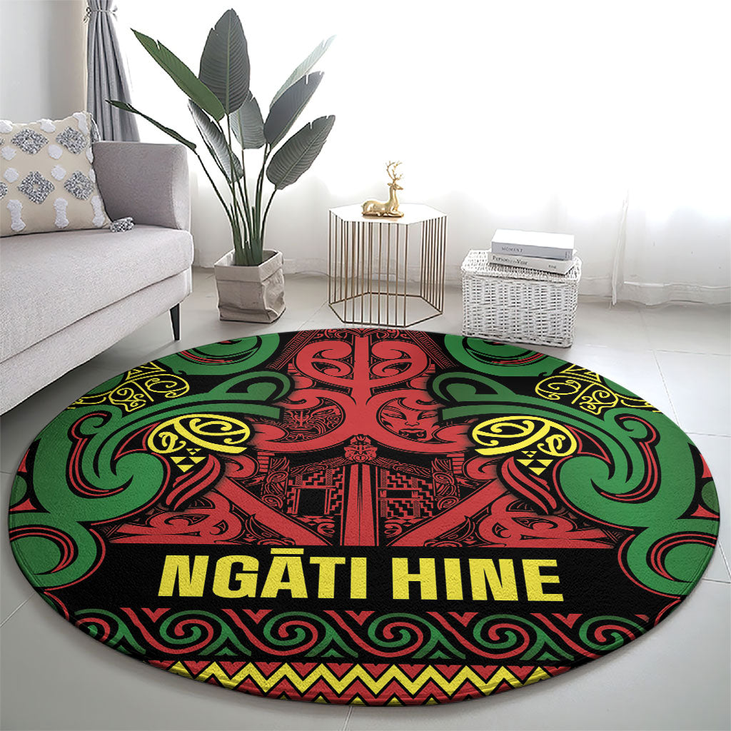 Aotearoa Iwi Ngati Hine Round Carpet Maori Wharenui House Tribal Pattern LT9 - Polynesian Pride