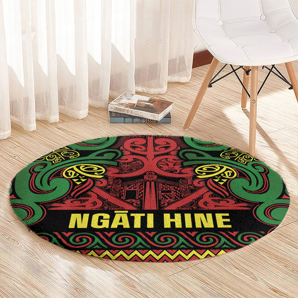 Aotearoa Iwi Ngati Hine Round Carpet Maori Wharenui House Tribal Pattern LT9 - Polynesian Pride