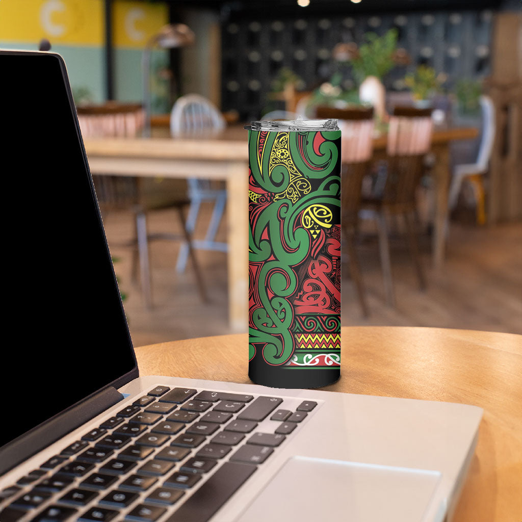 Aotearoa Iwi Ngati Hine Skinny Tumbler Maori Wharenui House Tribal Pattern LT9 - Polynesian Pride