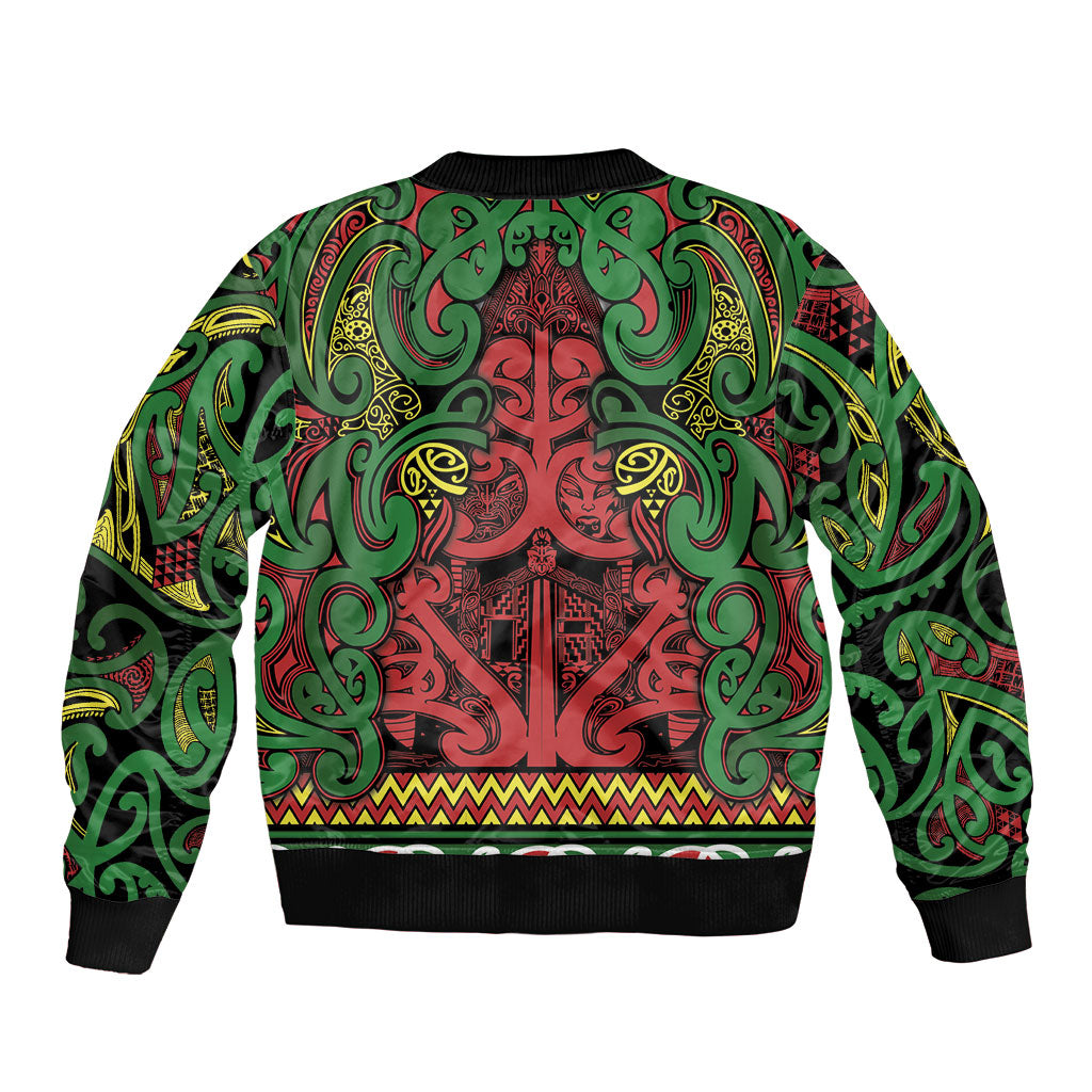 Aotearoa Iwi Ngati Hine Sleeve Zip Bomber Jacket Maori Wharenui House Tribal Pattern LT9 - Polynesian Pride