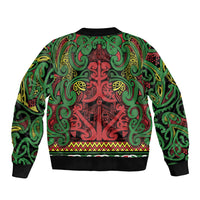 Aotearoa Iwi Ngati Hine Sleeve Zip Bomber Jacket Maori Wharenui House Tribal Pattern LT9 - Polynesian Pride