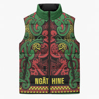 Aotearoa Iwi Ngati Hine Sleeveless Puffer Jacket Maori Wharenui House Tribal Pattern LT9 Unisex Deep Green - Polynesian Pride