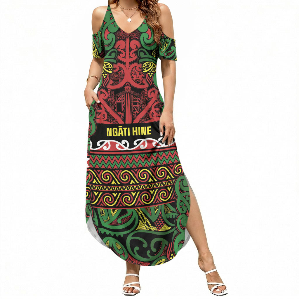 Aotearoa Iwi Ngati Hine Summer Maxi Dress Maori Wharenui House Tribal Pattern LT9 Women Deep Green - Polynesian Pride