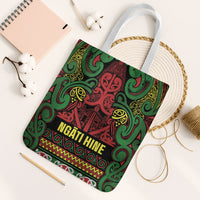 Aotearoa Iwi Ngati Hine Tote Bag Maori Wharenui House Tribal Pattern LT9 White Strap One Size Deep Green - Polynesian Pride