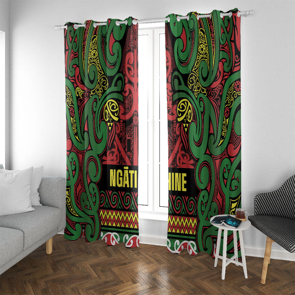 Aotearoa Iwi Ngati Hine Window Curtain Maori Wharenui House Tribal Pattern LT9 With Grommets Deep Green - Polynesian Pride