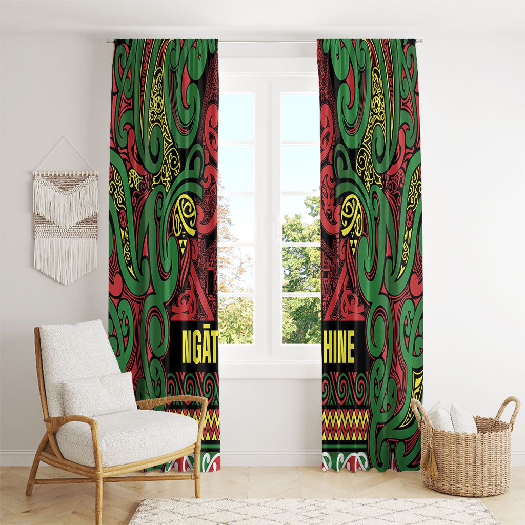 Aotearoa Iwi Ngati Hine Window Curtain Maori Wharenui House Tribal Pattern LT9 - Polynesian Pride
