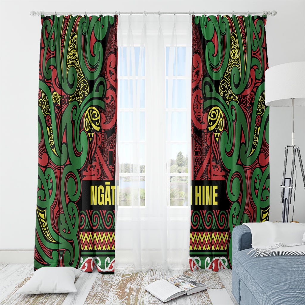 Aotearoa Iwi Ngati Hine Window Curtain Maori Wharenui House Tribal Pattern LT9 - Polynesian Pride