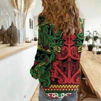 Aotearoa Iwi Ngati Hine Women Casual Shirt Maori Wharenui House Tribal Pattern LT9 - Polynesian Pride