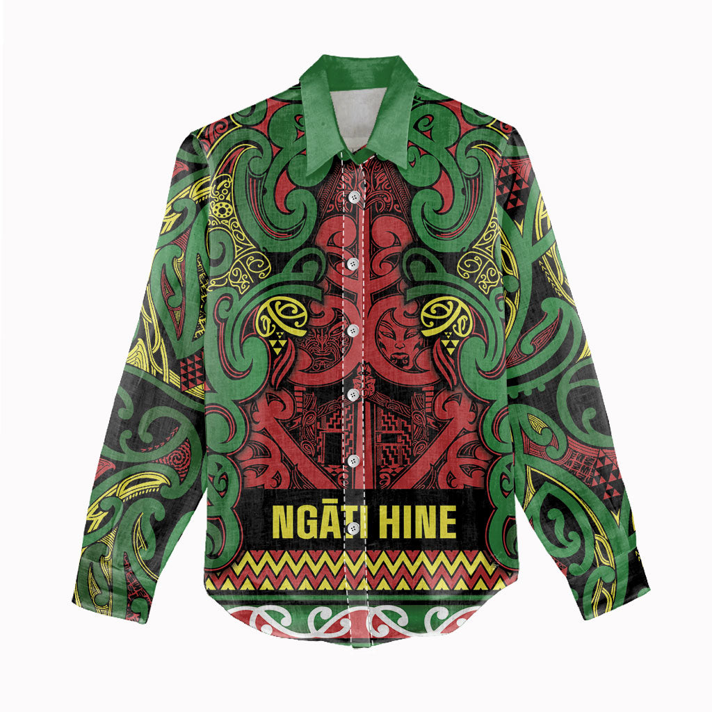 Aotearoa Iwi Ngati Hine Women Casual Shirt Maori Wharenui House Tribal Pattern LT9 - Polynesian Pride