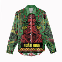 Aotearoa Iwi Ngati Hine Women Casual Shirt Maori Wharenui House Tribal Pattern LT9 - Polynesian Pride
