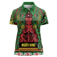 Aotearoa Iwi Ngati Hine Women Polo Shirt Maori Wharenui House Tribal Pattern LT9 Female Deep Green - Polynesian Pride