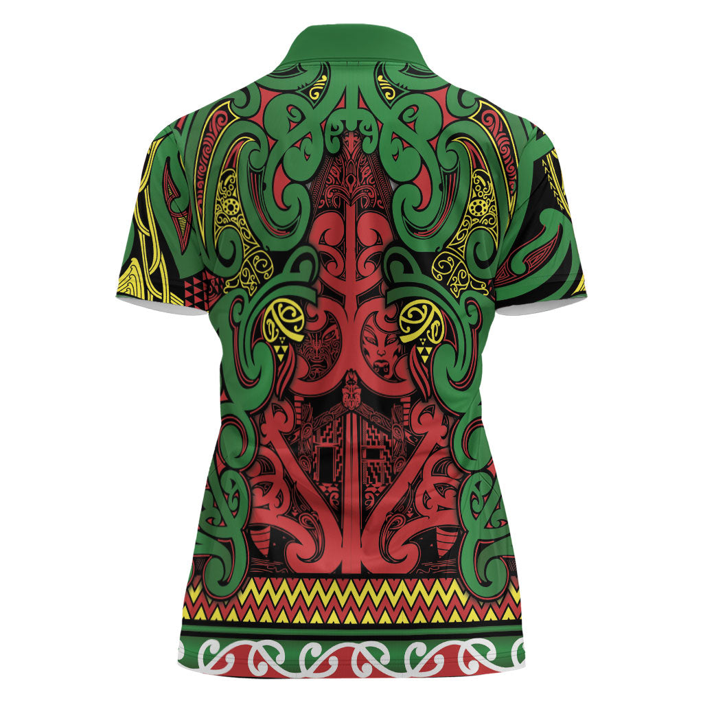 Aotearoa Iwi Ngati Hine Women Polo Shirt Maori Wharenui House Tribal Pattern LT9 - Polynesian Pride