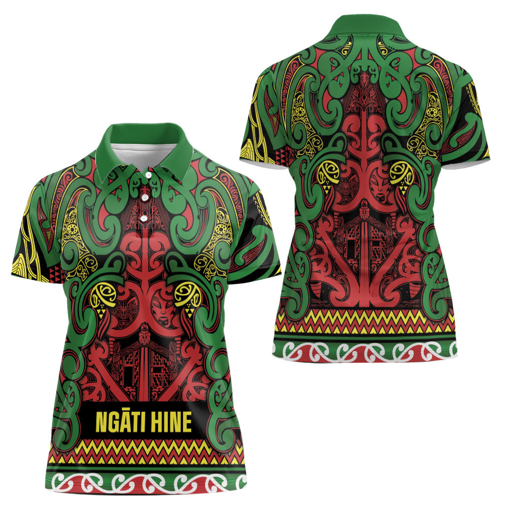Aotearoa Iwi Ngati Hine Women Polo Shirt Maori Wharenui House Tribal Pattern LT9 - Polynesian Pride