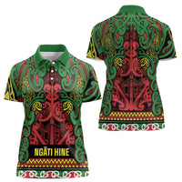 Aotearoa Iwi Ngati Hine Women Polo Shirt Maori Wharenui House Tribal Pattern LT9 - Polynesian Pride