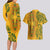 Africa Dashiki Couples Matching Long Sleeve Bodycon Dress and Hawaiian Shirt African Tribal Art Mixed Polynesian Tattoo Gold Color Unique LT9 - Polynesian Pride
