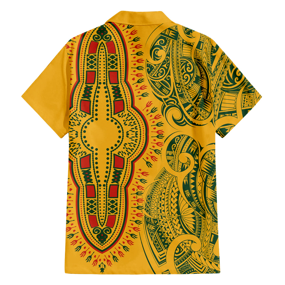 Africa Dashiki Family Matching Off Shoulder Maxi Dress and Hawaiian Shirt African Tribal Art Mixed Polynesian Tattoo Gold Color Unique LT9 - Polynesian Pride